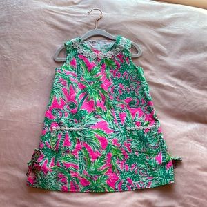 Lilly Pulitzer shift dress toddler girls size 3 spring break palm tropical